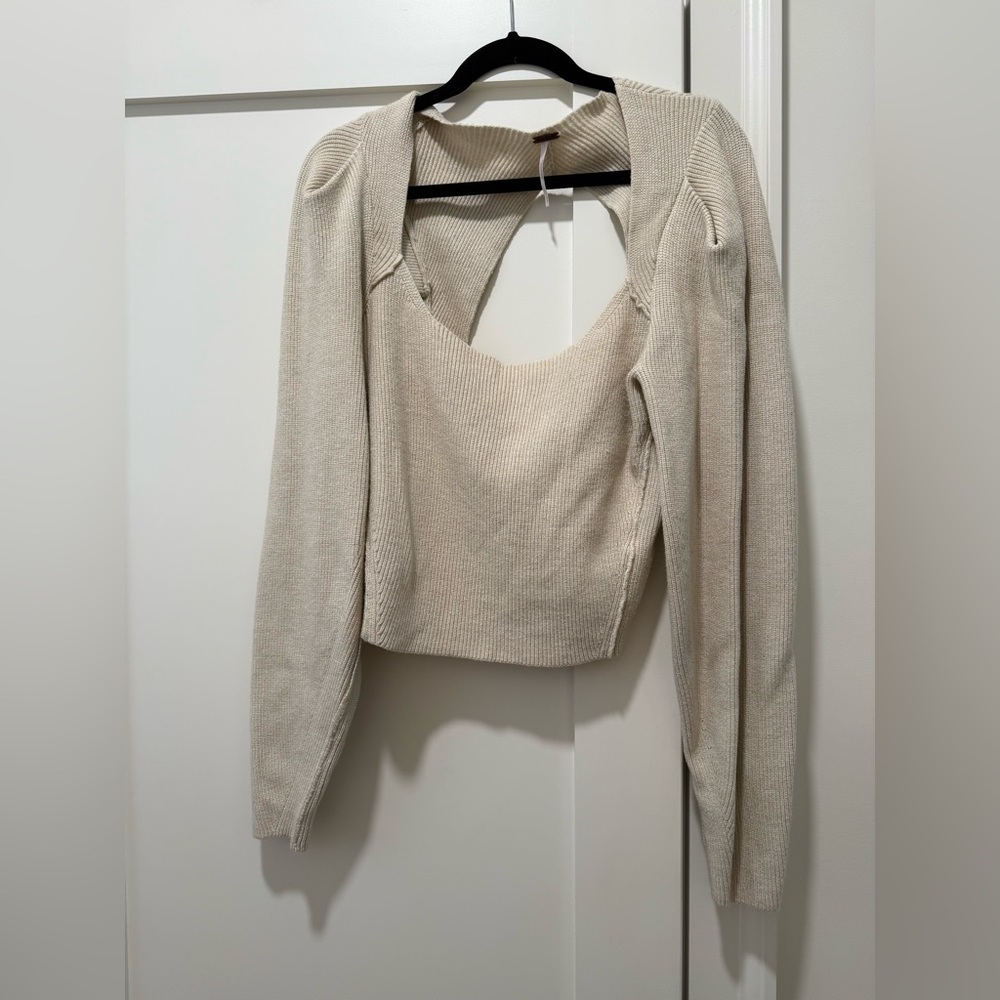 Free People Saffron Open Back sweater oatmeal - Picture 3 of 4